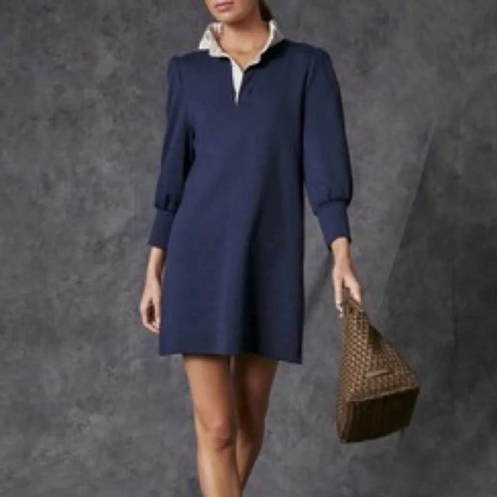 ♦️ Tuckernuck Pomander Place Navy Charlotte Terry Dress Size Small - Picture 6 of 11